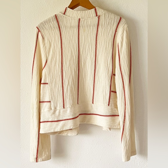 Dolan Anthro Left Coast Santa Fe Striped Neutral Boucle Knit Open Jacket Top - Picture 8 of 14